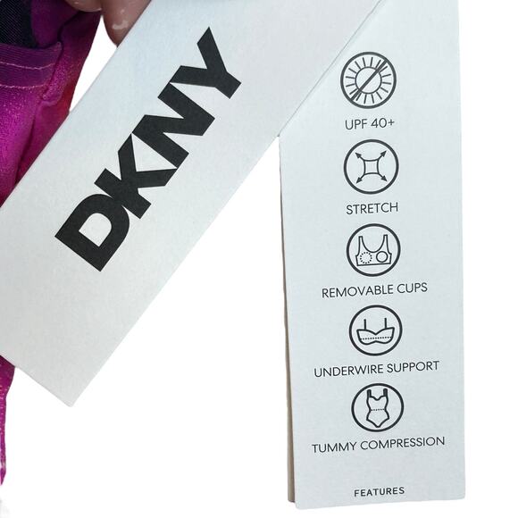 DKNY Tie-Back Halter Style One-Piece Swimsuit Abstract Mirage Women's Medium NWT - Picture 10 of 12